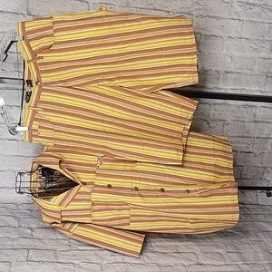 VELZO JEANS Brown and Yellow Striped‎ Shorts Y2K Set 2XL NWT